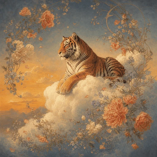 Painterly lion in dramatic chiaroscuro lighting