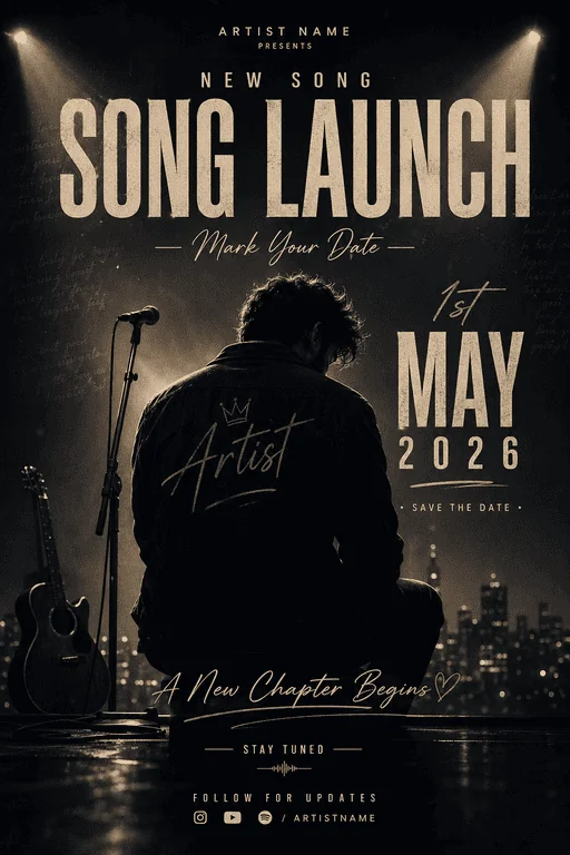 Album / song launch poster with hero typography