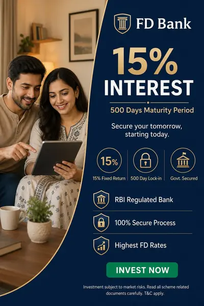A new bank opening in india . bank name is "FD Bank". it is giving 500 day only maturity period. and interest on fd is